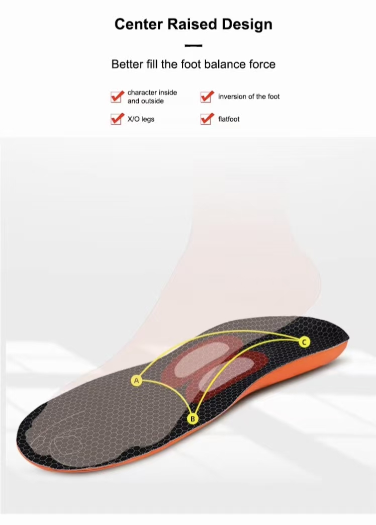 Sport arch support insoles with PU foam base - lightweight cushioning for running and training